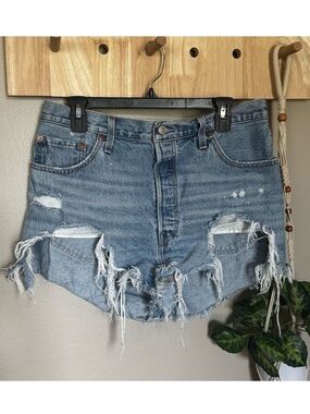 Levi's Women's 501 High-Rise Denim Cut Off‎ Shorts Blue Size 34